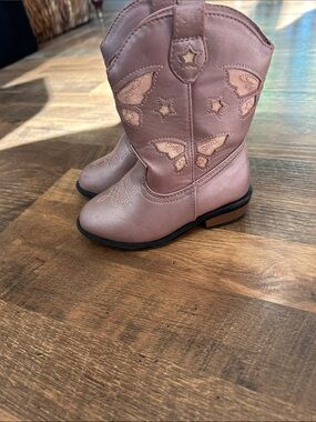 Cat & Jack Pink Butterfly Embroidered Toddler Cowboy Boots